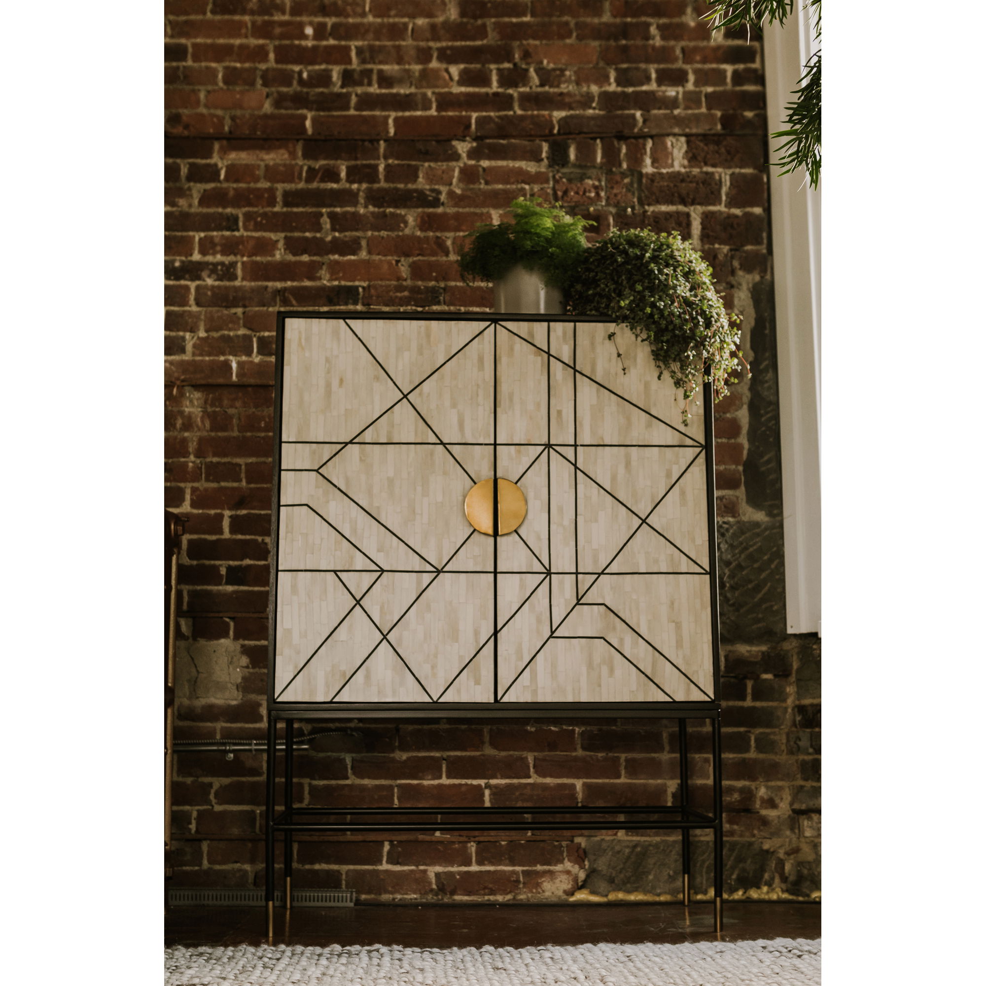 Shaws Cabinet Cream And Black, Cabinets & Sideboard by Moe's Home, 40" width x 55" height x 16" depth View 7