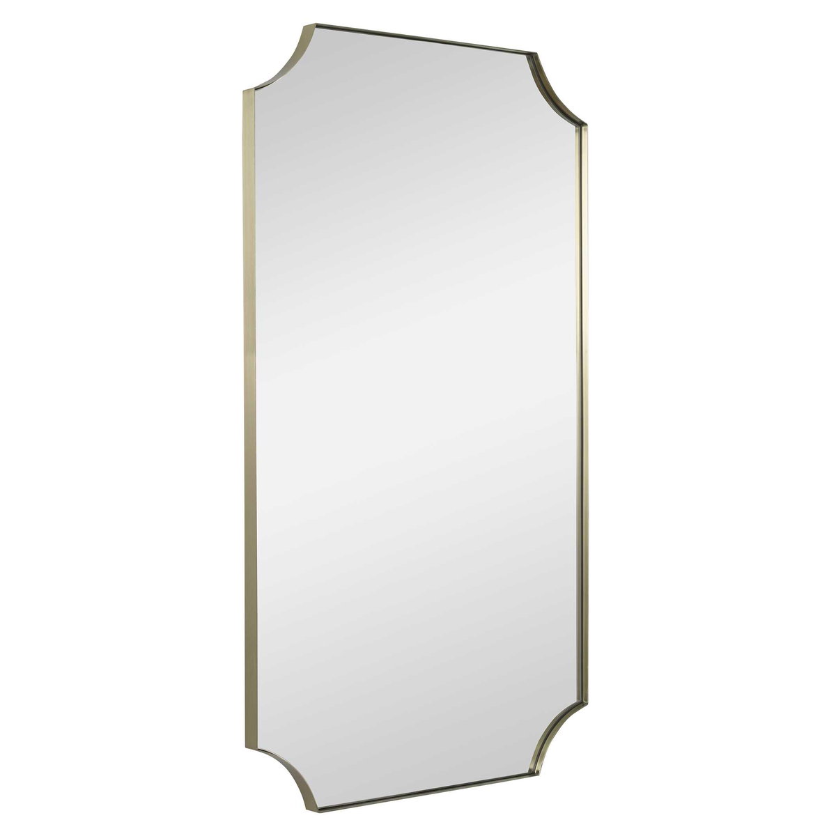 Lennox Brass Scalloped Corner Mirror, by Uttermost, 22.12" width x 40.12" height x 1.25" depth View 5