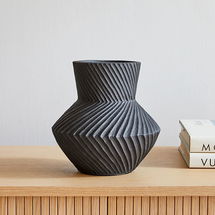 Online Designer Hallway/Entry Asher Ceramic Tabletop Vases, Vase, Black, Earthenware, Medium