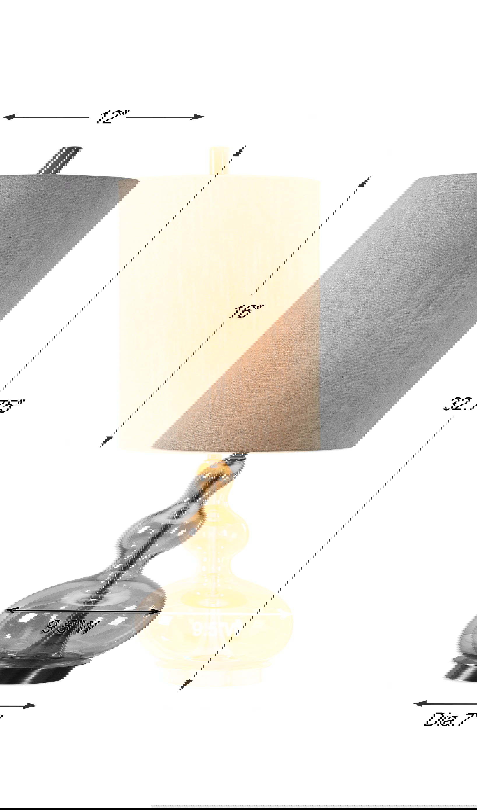 Formoso Amber Glass Table Lamp, by Uttermost, 12" width x 32.75" height x 12" depth View 3