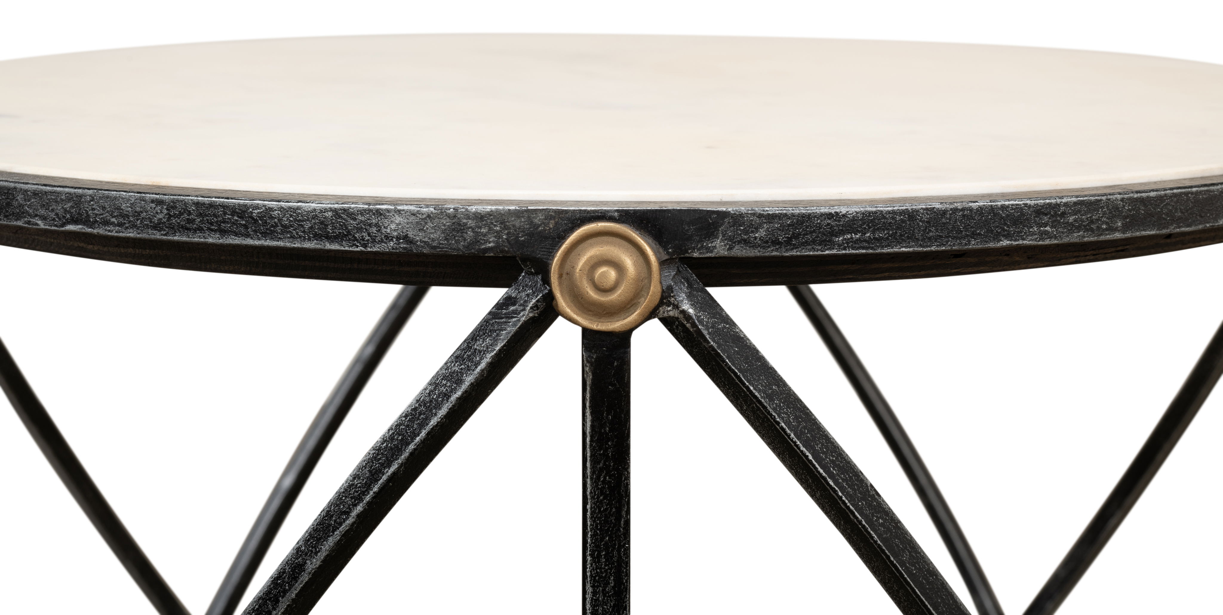 Drum & Fife Lamp Table, Aged Wht Marble, Side & End Table by Sarreid, 24" length x 24" width x 29" height View 5