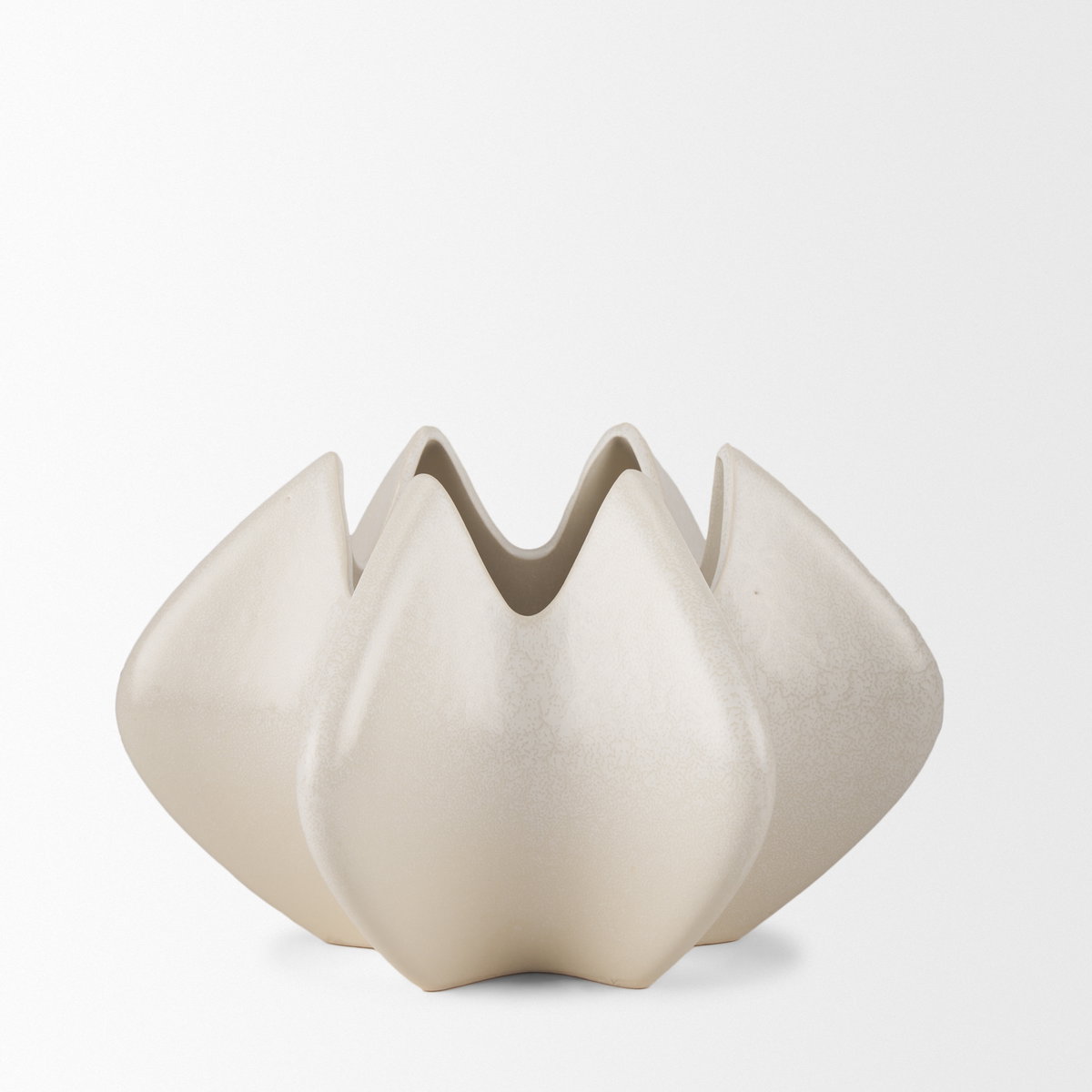 Ulrich Sculptural Cream Glazed Ceramic Vase, by Mercana, 13.98" length x 13.78" width x 8.86" height View 5