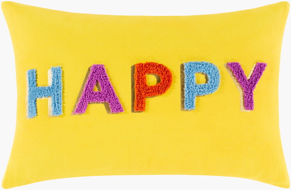 Happy Lumbar Pillow, Decorative Pillow by Surya, 13" length x 20" width