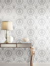 Imperial Damask White & Silver Wallpaper thumbnail 2