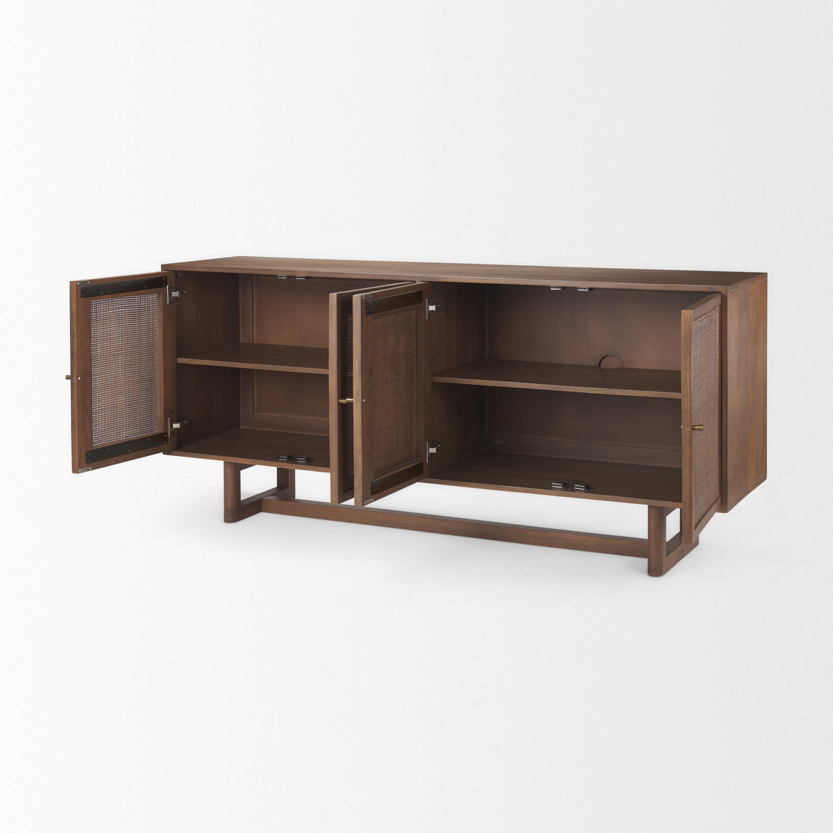 Grier Medium Brown Solid Wood with Cane Sideboard, Sideboards & Buffet by Mercana, 72" length x 18.75" width x 31.5" height View 6