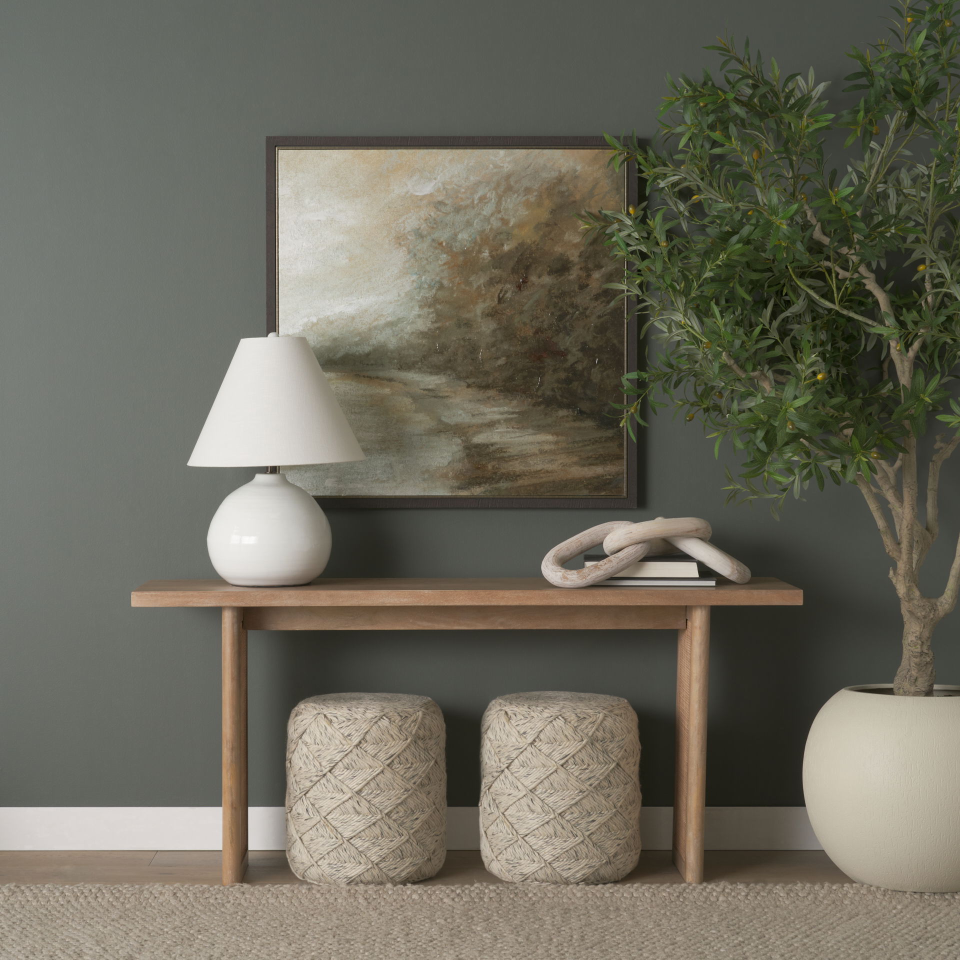 Mehdi White Ceramic Table Lamp large image 