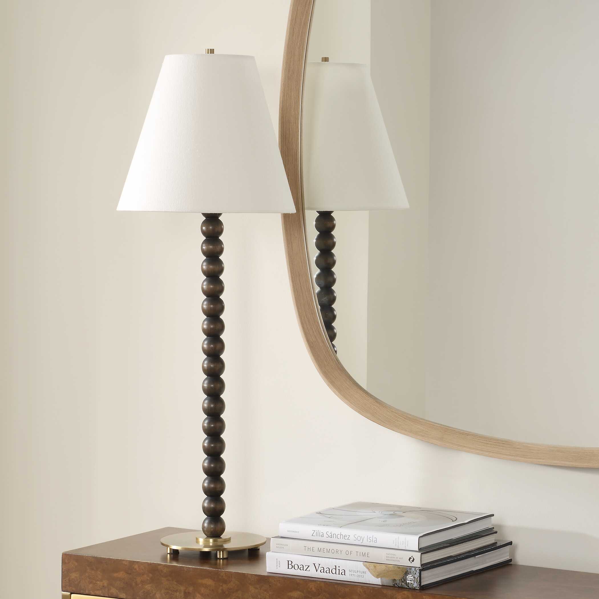 Gallus Wood Spheres Table Lamp, by Uttermost, 12" width x 34" height x 12" depth View 4