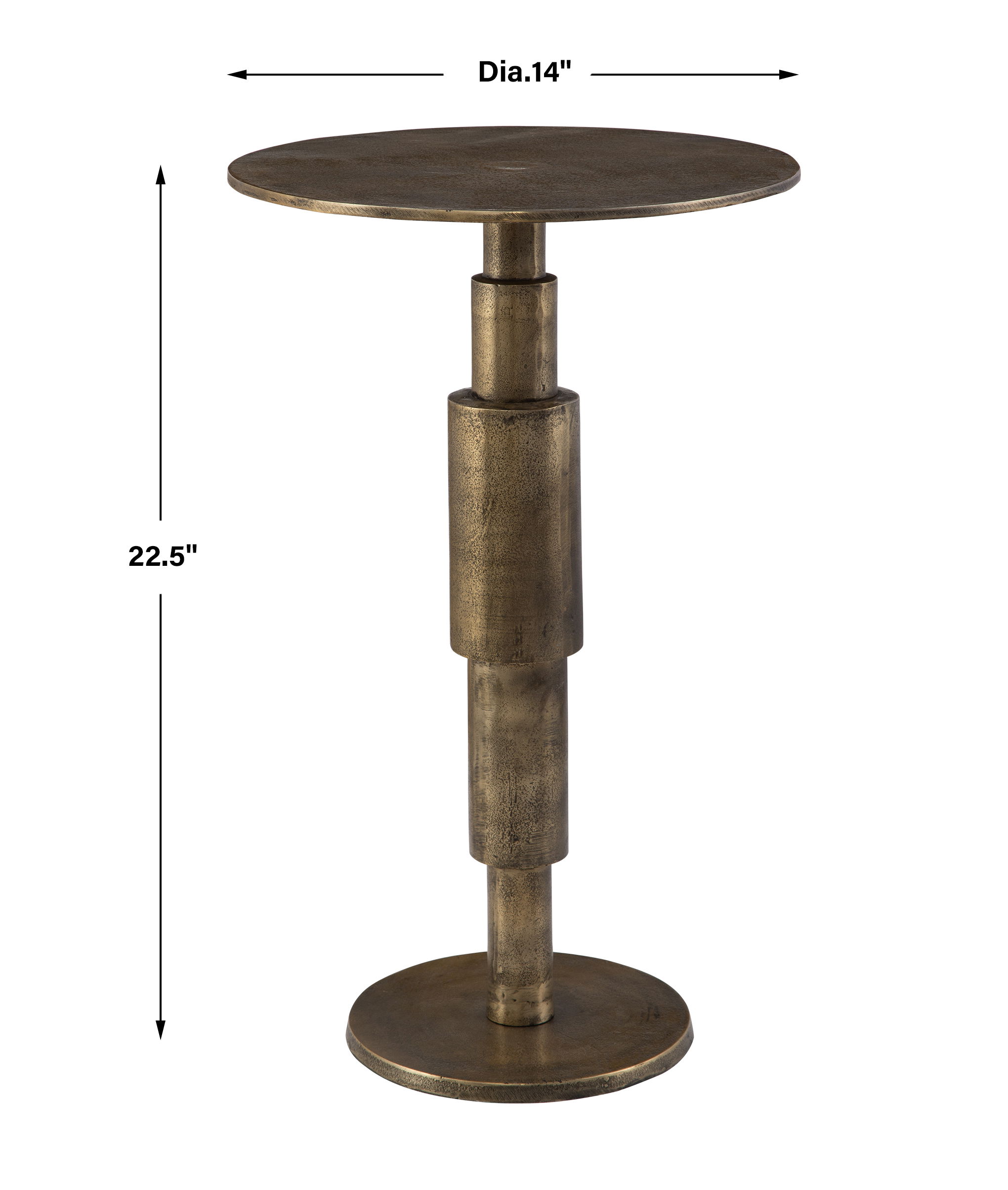 Descend Gold Accent Table, Furniture by Uttermost, 14" width x 22.5" height x 14" depth View 3
