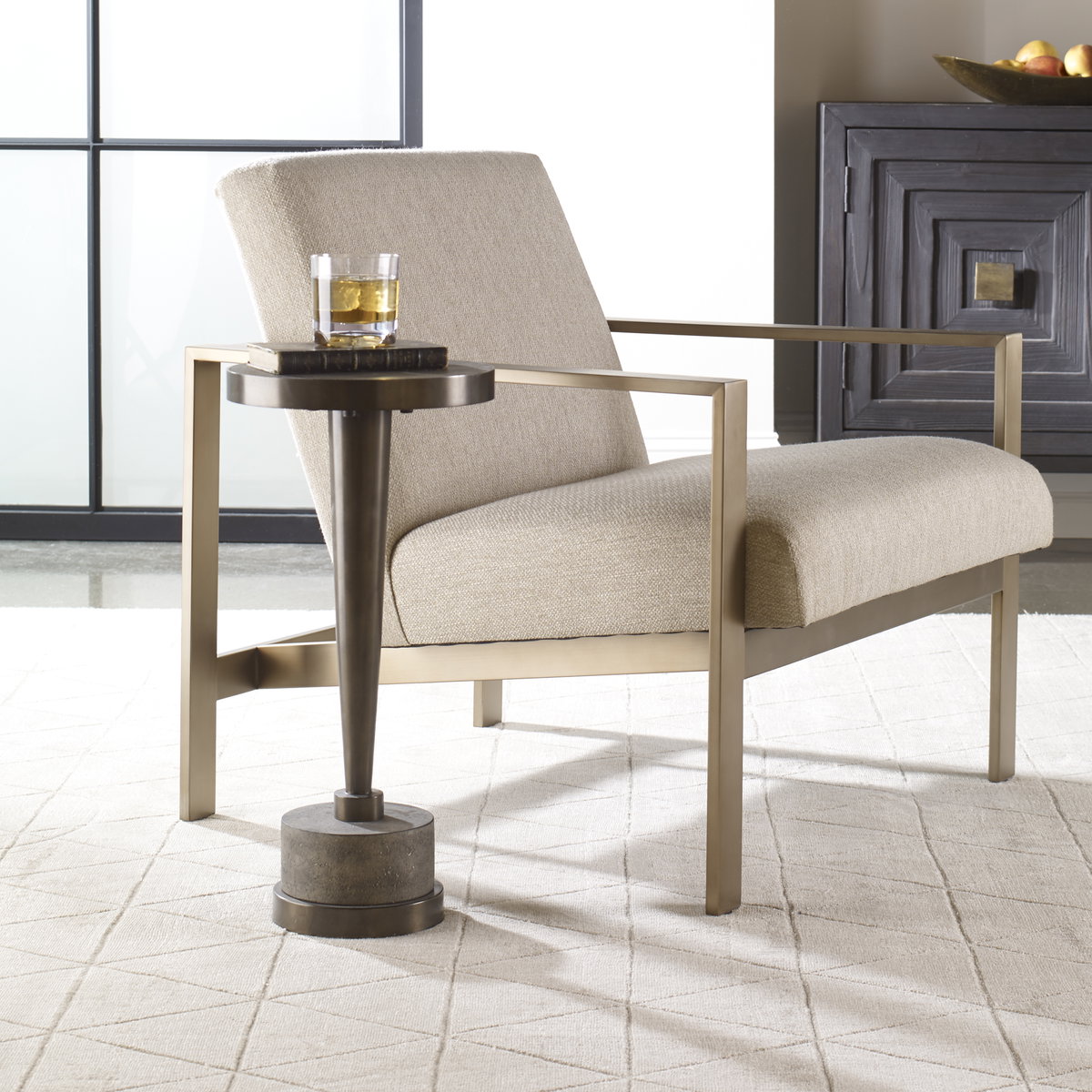 Masika Bronze Accent Table, Side & End Table by Uttermost, 10.5" width x 21.62" height x 10.5" depth View 2
