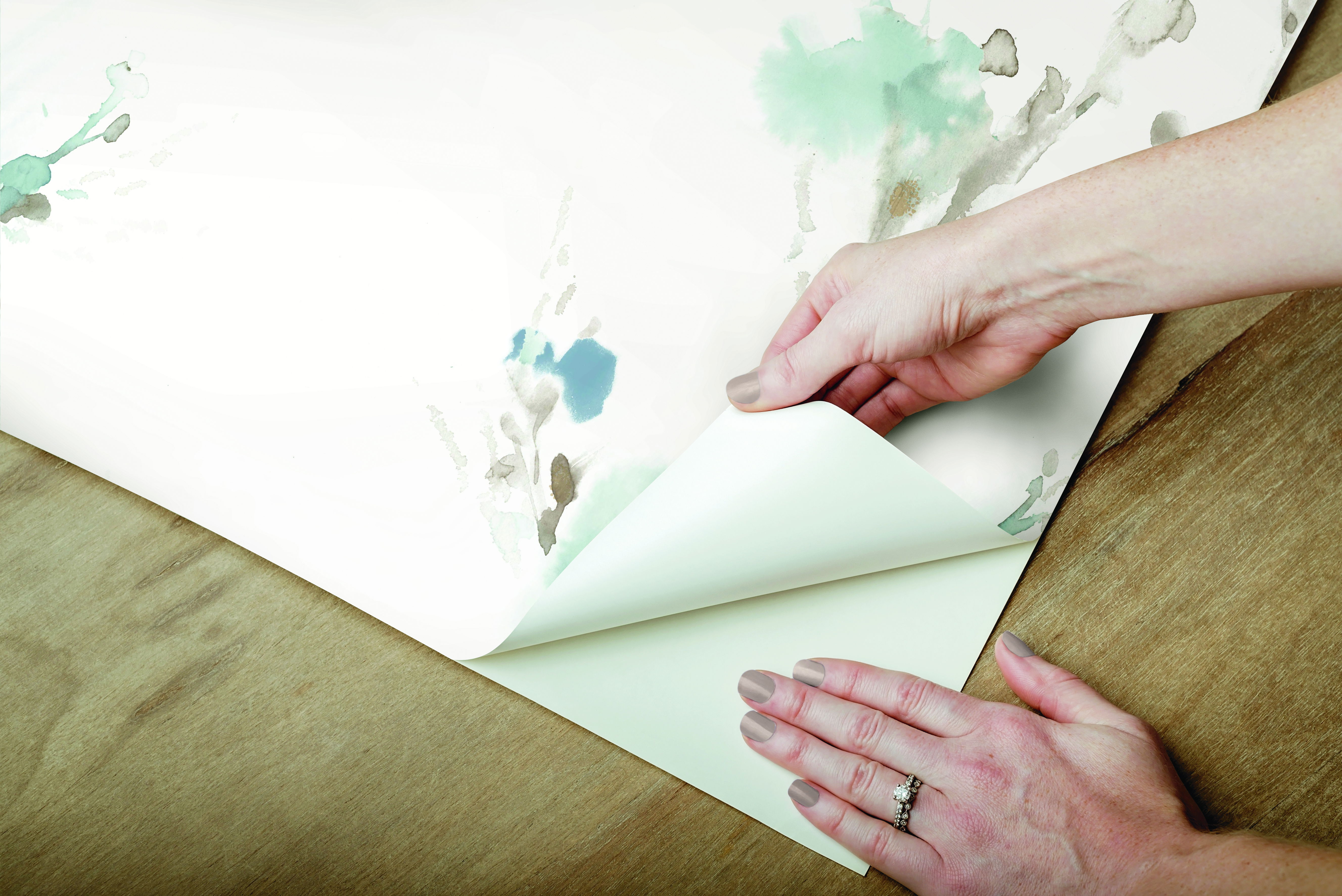 Charm Teal Peel & Stick Wallpaper large image 