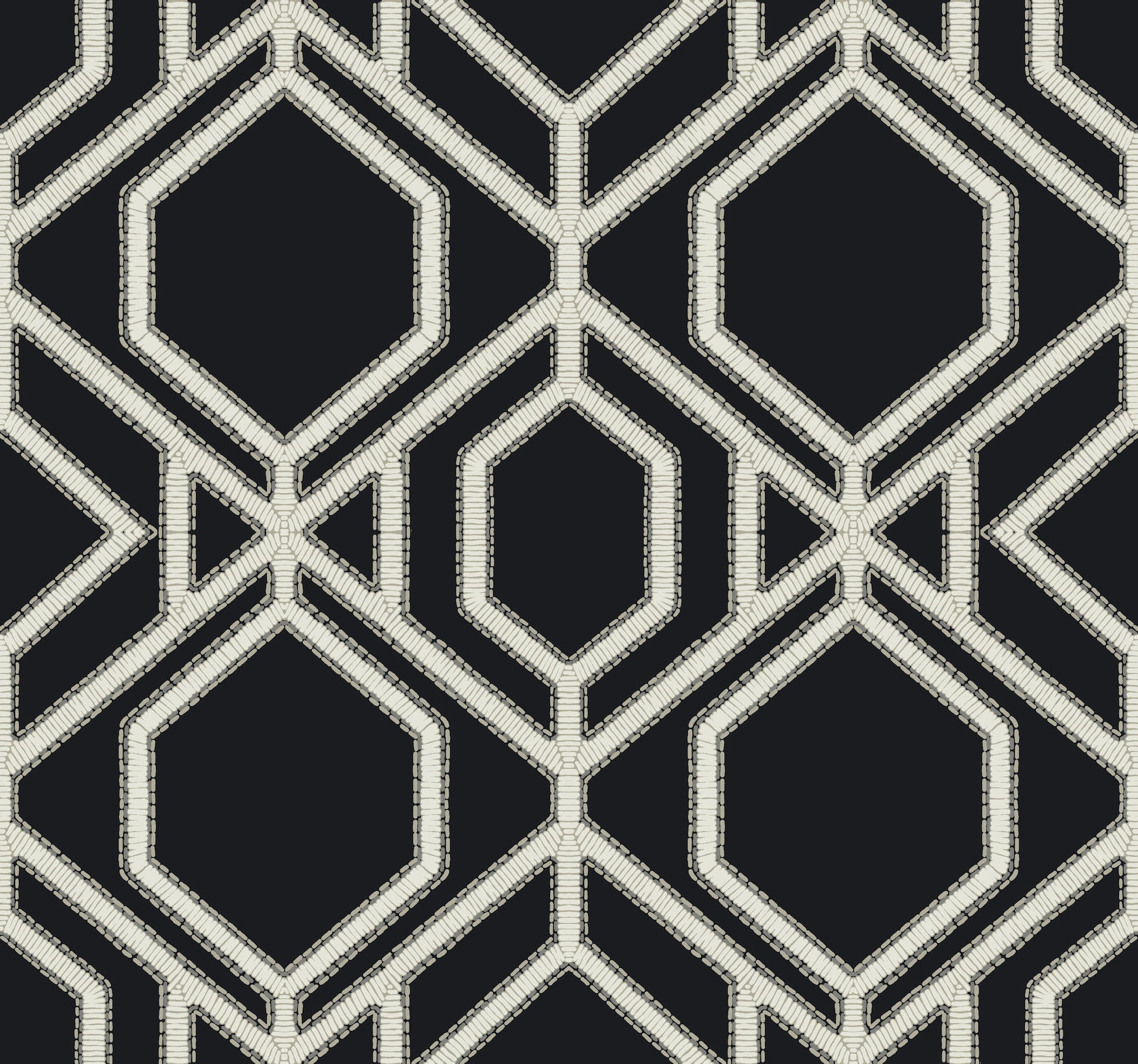 Sawgrass Trellis Black & White Wallpaper large image 