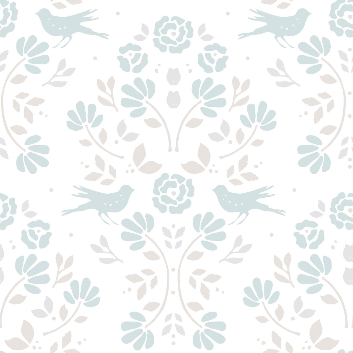 Rose Lindo Woodland Sky Blue Peel & Stick Wallpaper, by York Wall, 18'10.8" length x 1'6" width x 0.02" depth