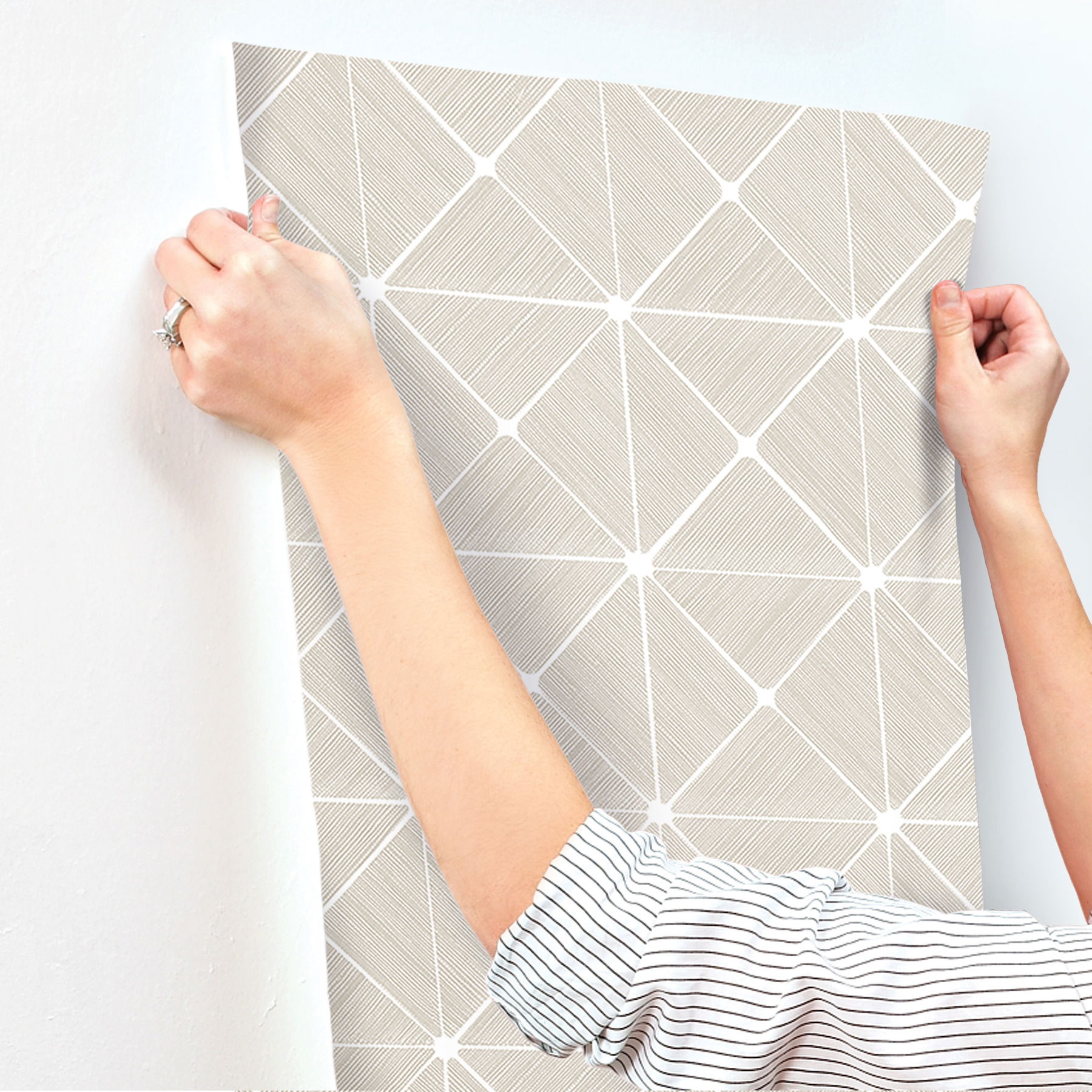 Double Diamonds Off White Peel & Stick Wallpaper large image 