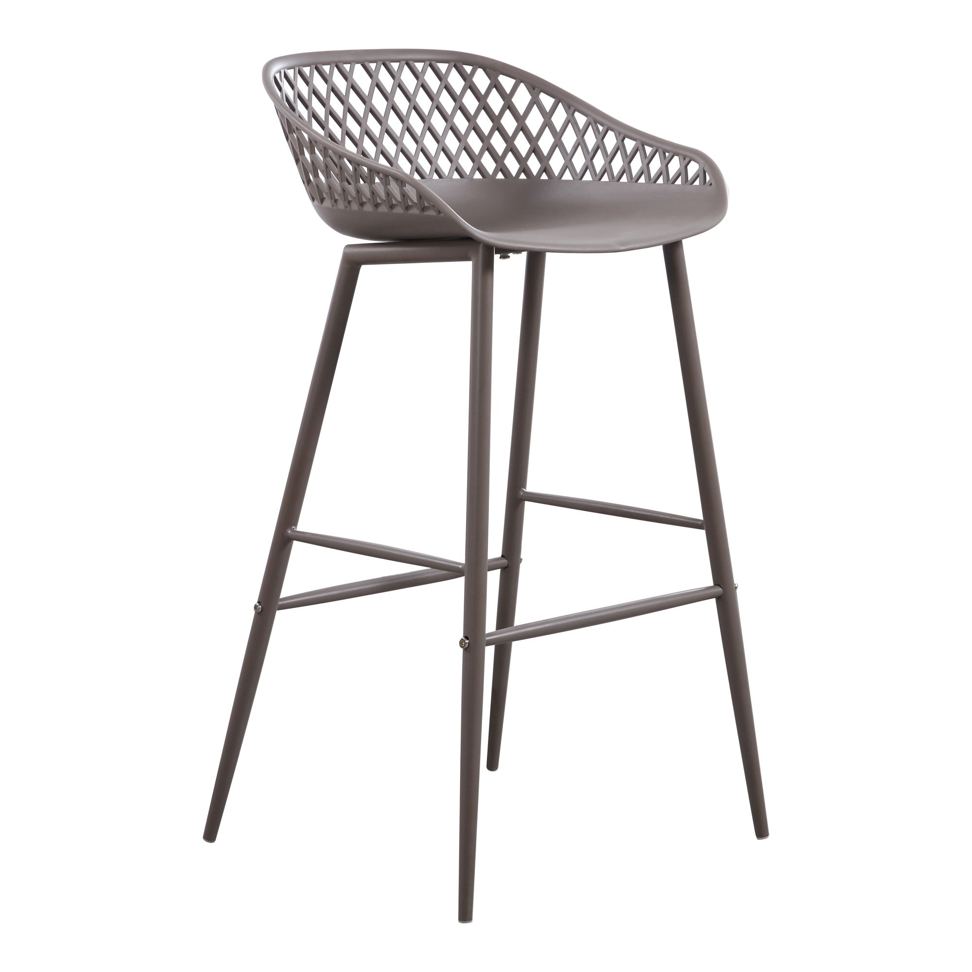Piazza Outdoor Barstool Grey - Set Of Two, Counter & Bar Stool by Moe's Home, 19.29" width x 37.2" height x 19.68" depth View 6