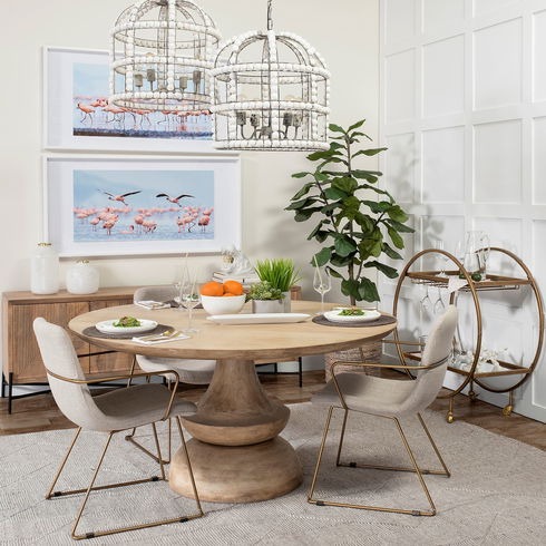 Carola Gold Frame Two-Tier Glass Shelves with Stemware Holder Bar Cart