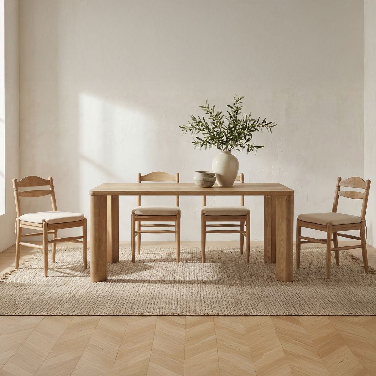 Segment Dining Table Wood Small Heritage Brown, by Moe's Home, 72" width x 30" height x 39" depth View 9