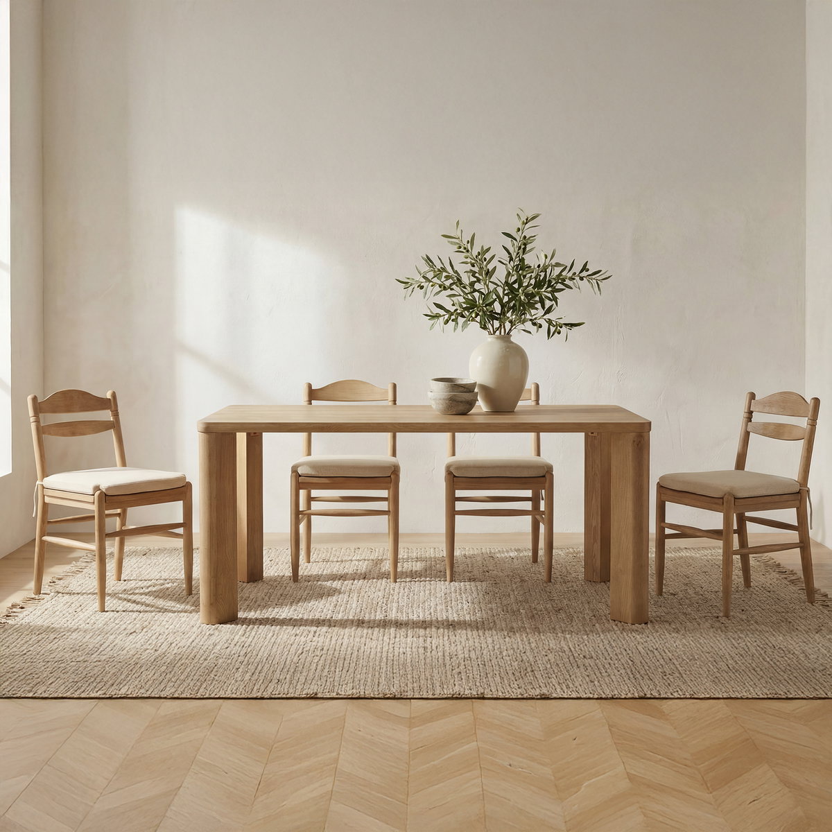 Segment Dining Table Wood Small Heritage Brown, by Moe's Home, 72" width x 30" height x 39" depth View 9