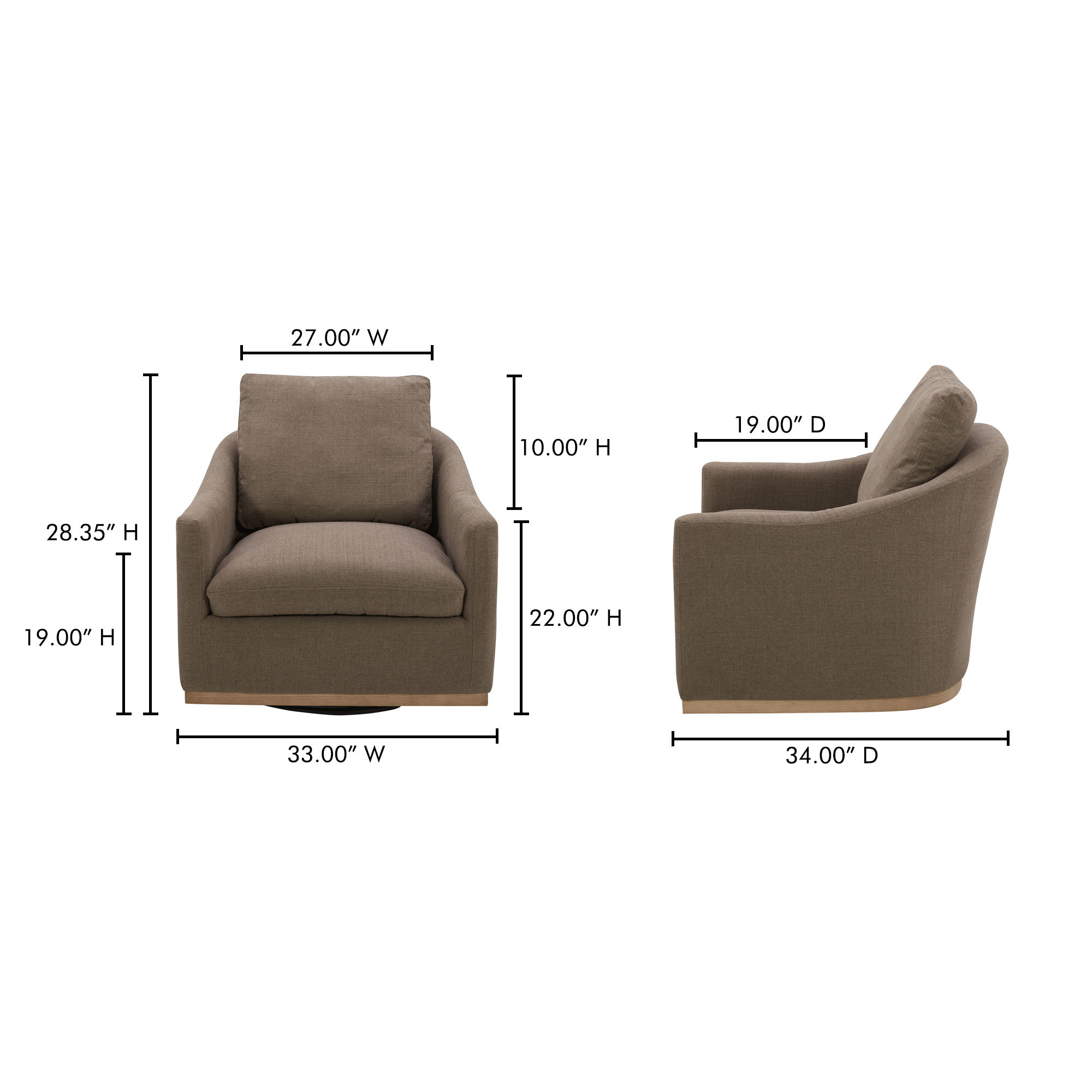 Linden Swivel Chair Soft Taupe large image 