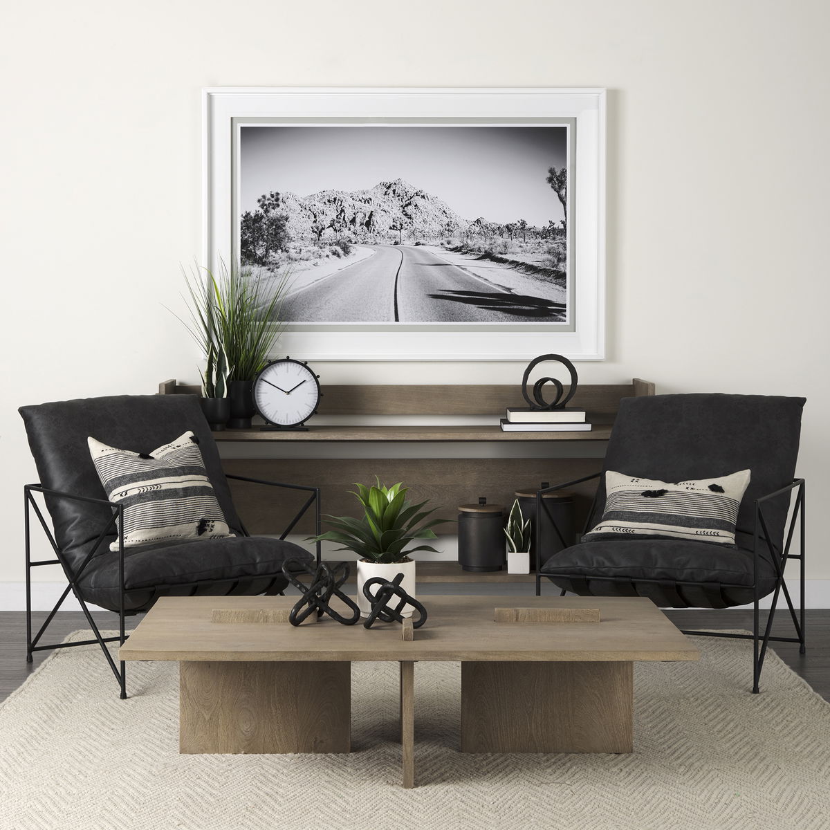 Aida Light Gray Wood Console Table, by Mercana, 76" length x 16" width x 36" height View 3