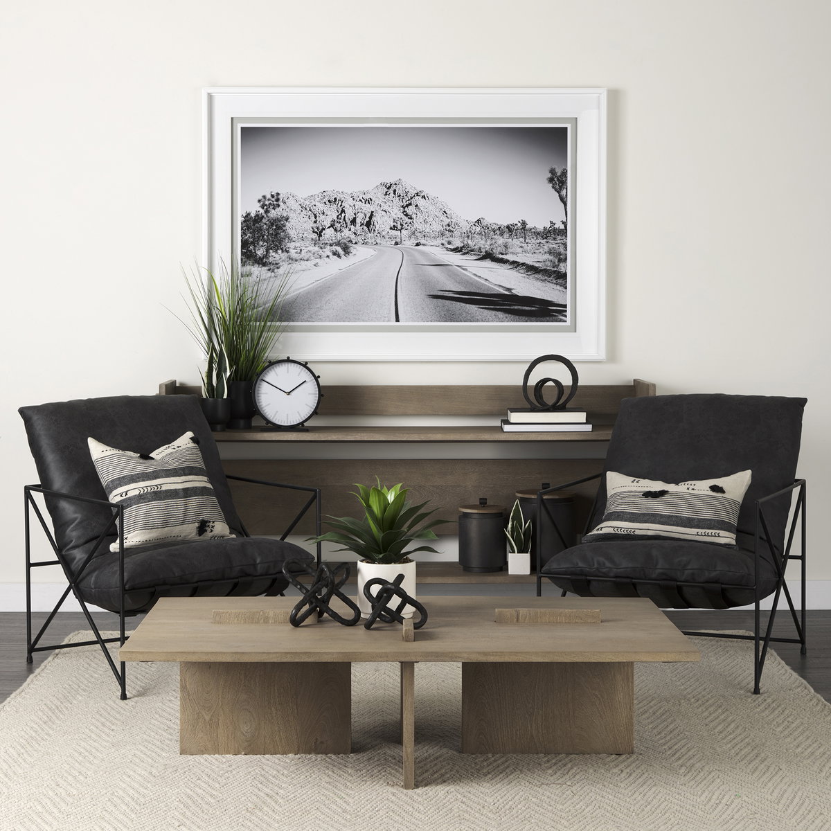 Aida Light Gray Wood Console Table, by Mercana, 76" length x 16" width x 36" height View 3
