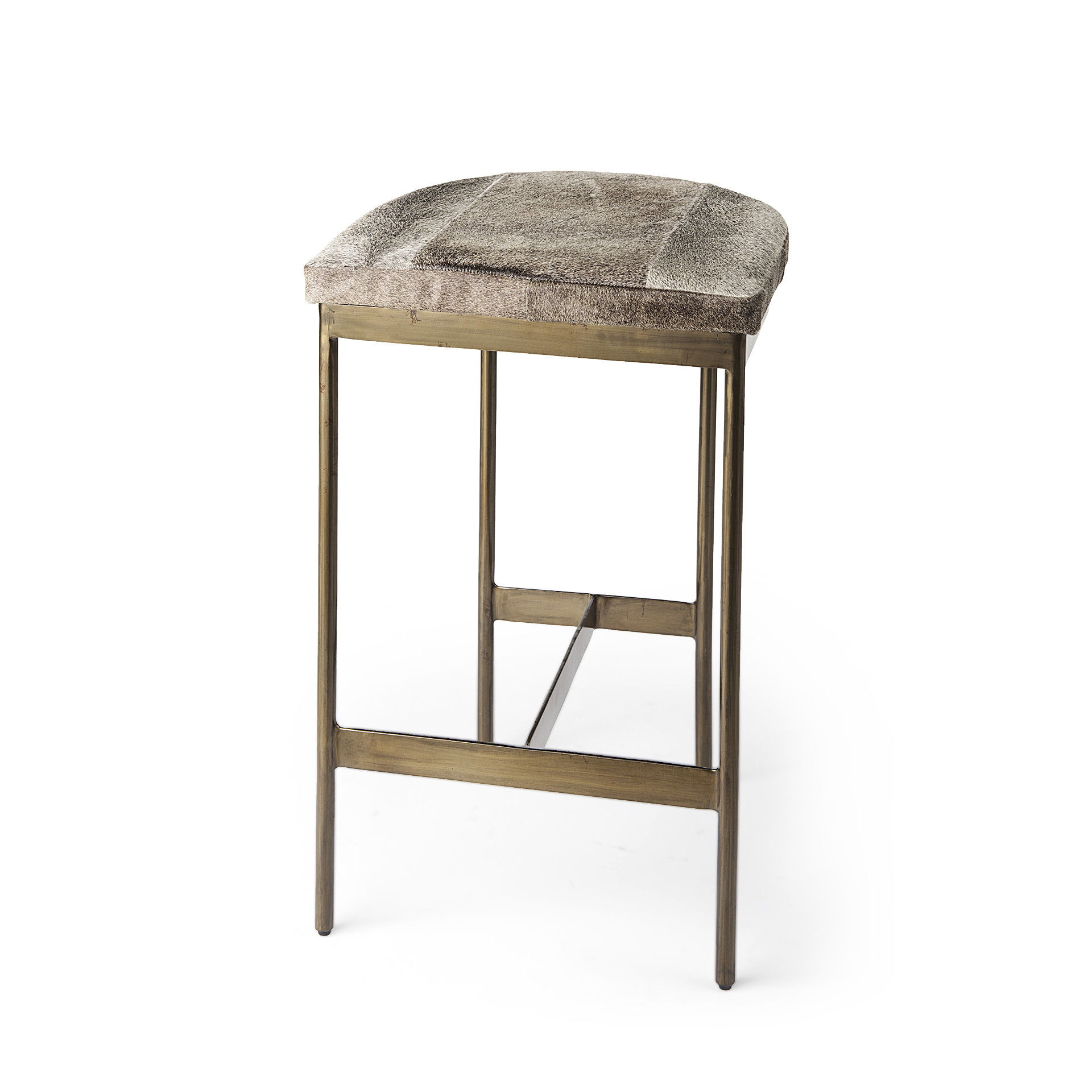 Millie 16.75 X 17.75 X 26.25 Hair-on-hide Seat with Gold Metal Frame Counter Stool, Counter & Bar Stool by Mercana, 16.75" length x 17.75" width x 26" height View 1