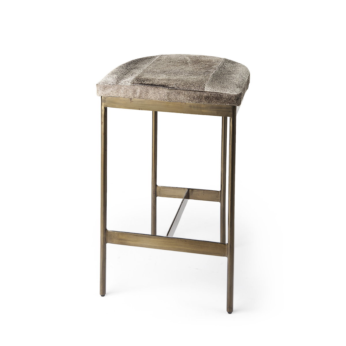 Millie Backless 26.25in Seat Counter Stool | Gray Hair-On-Hide, Counter & Bar Stool by Mercana, 16.75" length x 17.75" width x 26" height View 1