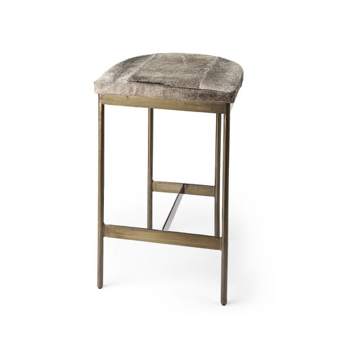 Millie Backless 26.25in Seat Counter Stool | Gray Hair-On-Hide