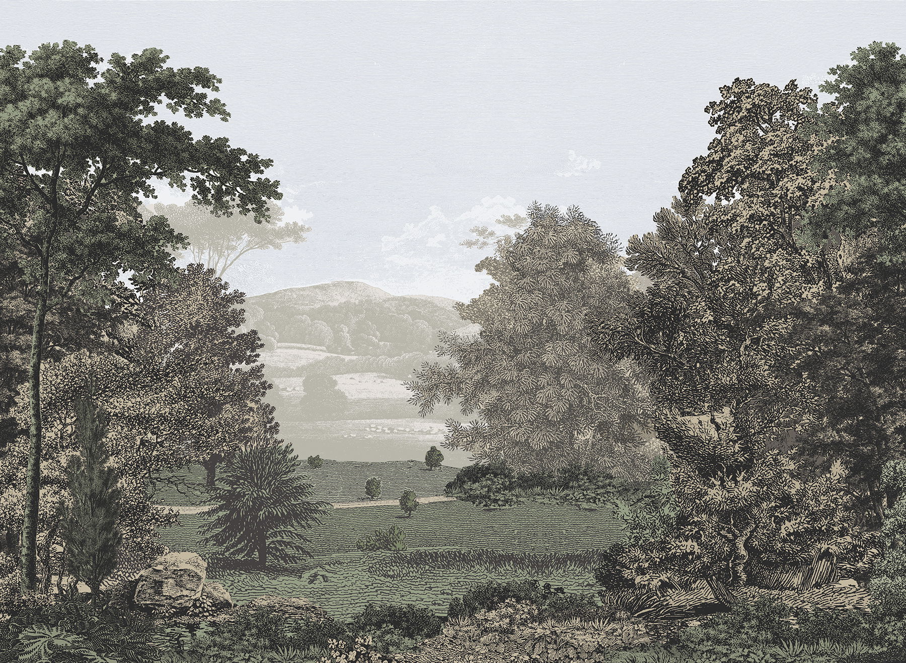 Scenic Pastures Morning Light Peel & Stick Mural large image 
