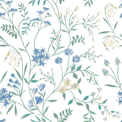 Meadow Mix Blue Peel & Stick Wallpaper