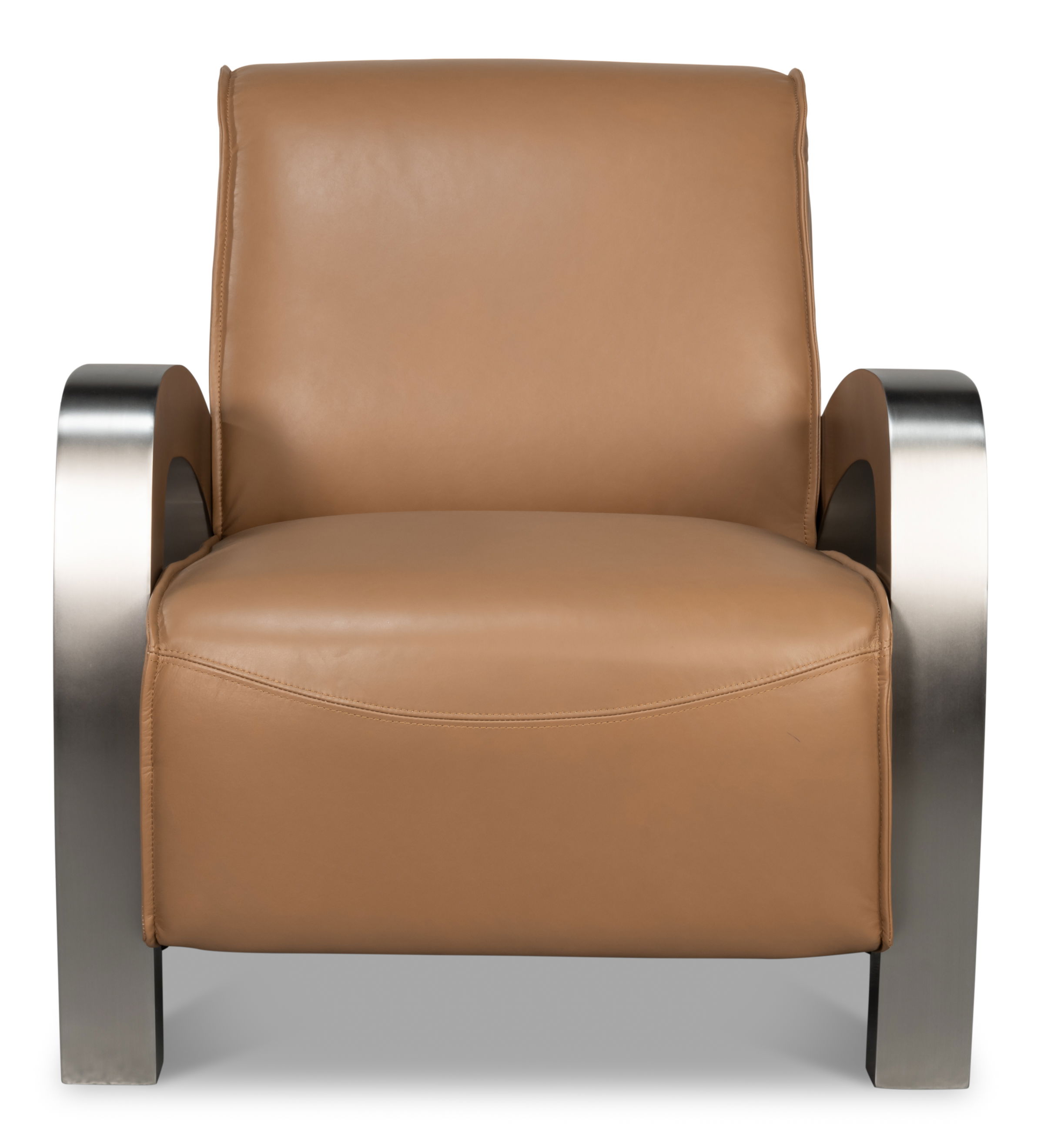 Carlisle Armchair, Caramel Brown Leather, Seating by Sarreid, 29" length x 37" width x 30" height View 2