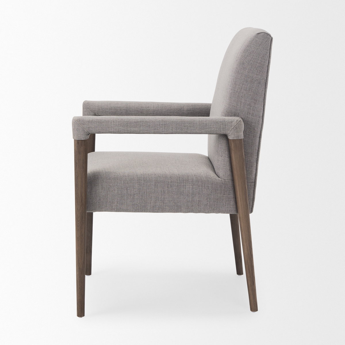 Palisades Curved Back Dining Side Chair | Grey Fabric with Brown Wood, Dining Chair by Mercana, 23.75" length x 28" width x 36" height View 7