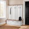 Fairview IV 61L x 17W White And Brown Wood With Storage Hall Tree, Entry & Hallway by Mercana, 61" length x 18" width x 76" height thumbnail 2