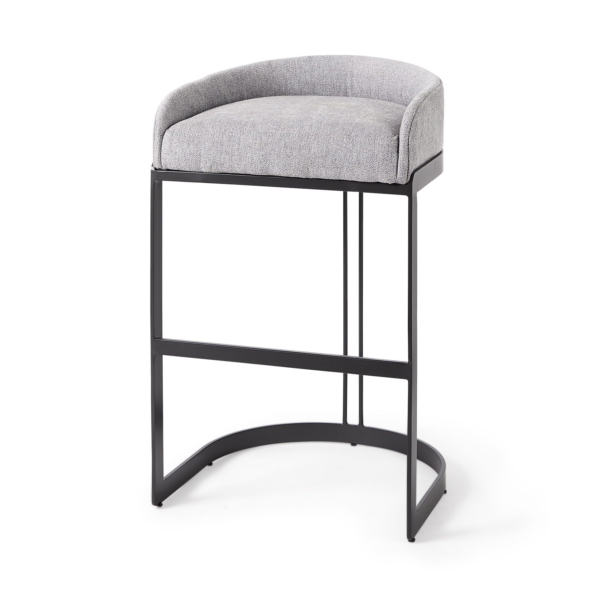 Hollyfield II Gray Fabric Seat with Gray Metal Base Bar Stool, Counter & Bar Stool by Mercana, 20.5" length x 19.7" width x 32.7" height View 1