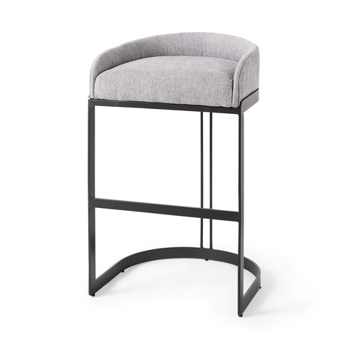 Hollyfield II Gray Fabric Seat with Gray Metal Base Bar Stool