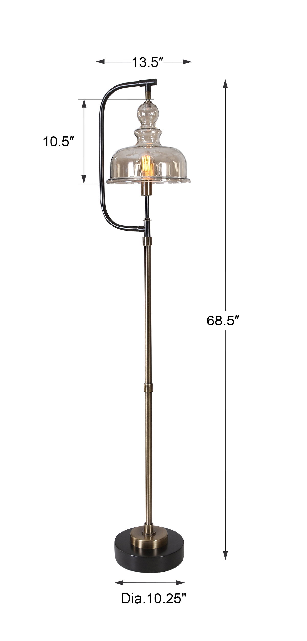 Elieser Industrial Floor Lamp, by Uttermost, 13.5" width x 68.5" height x 11.75" depth View 3