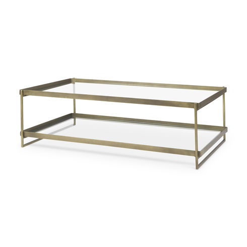 Trey  Gold Metal with Glass Coffee table