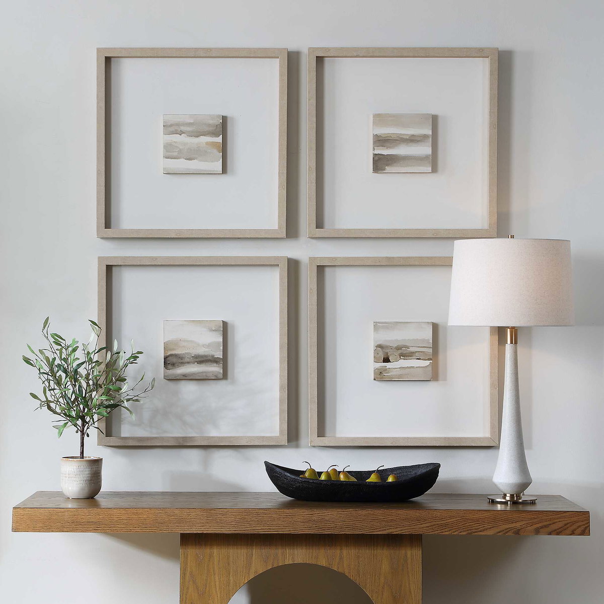 Studying Sepia Hand Painted Canvases Set/4, Painting by Uttermost, 25.6" width x 25.6" height x 2" depth View 2