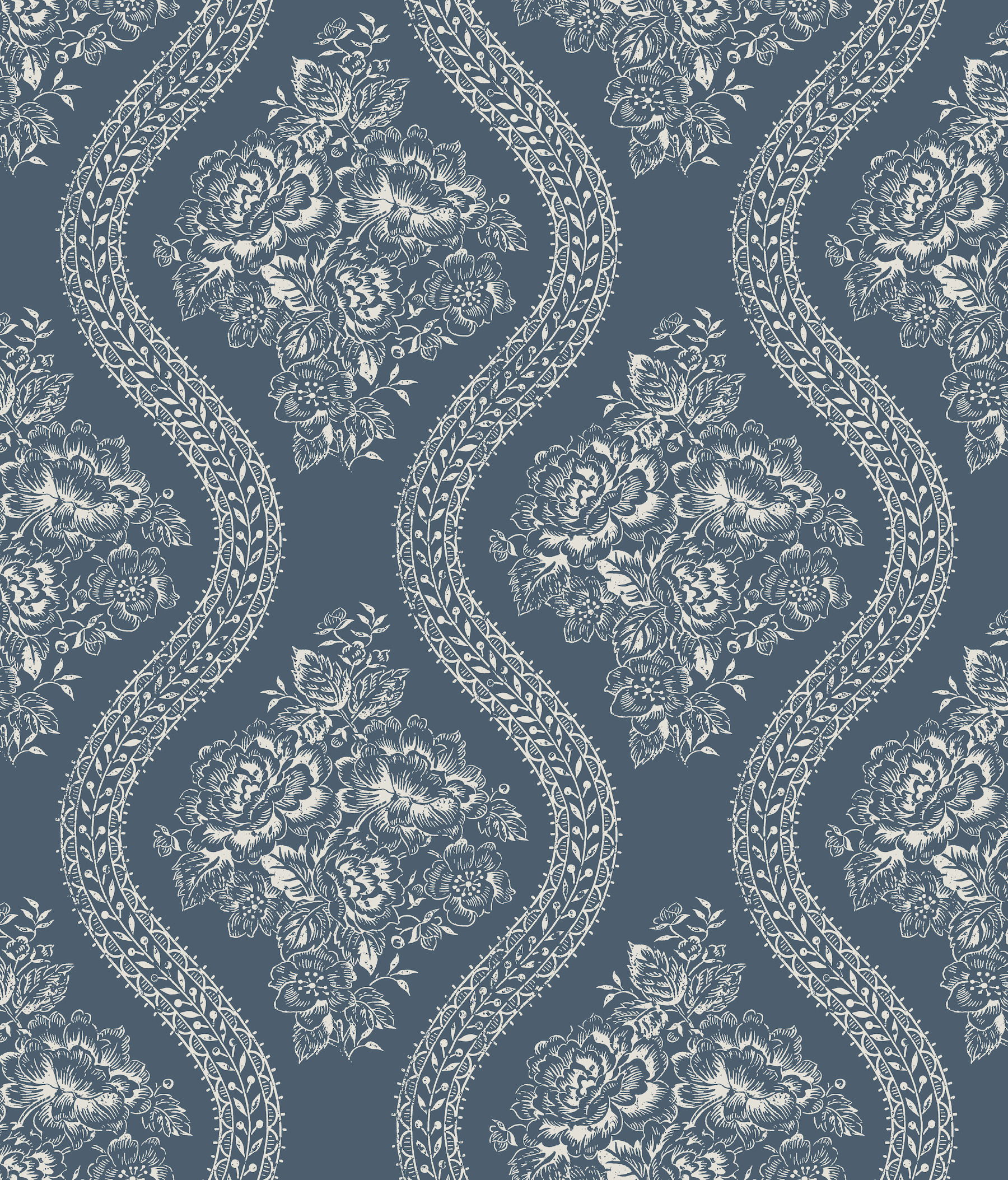 Magnolia Home Coverlet Floral Navy Peel & Stick Wallpaper, by York Wall, 20' length x 1'8.5" width x 0.02" depth View 1
