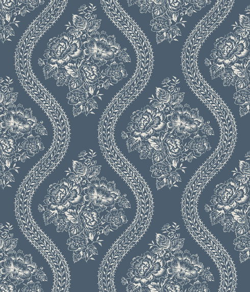 Magnolia Home Coverlet Floral Navy Peel & Stick Wallpaper
