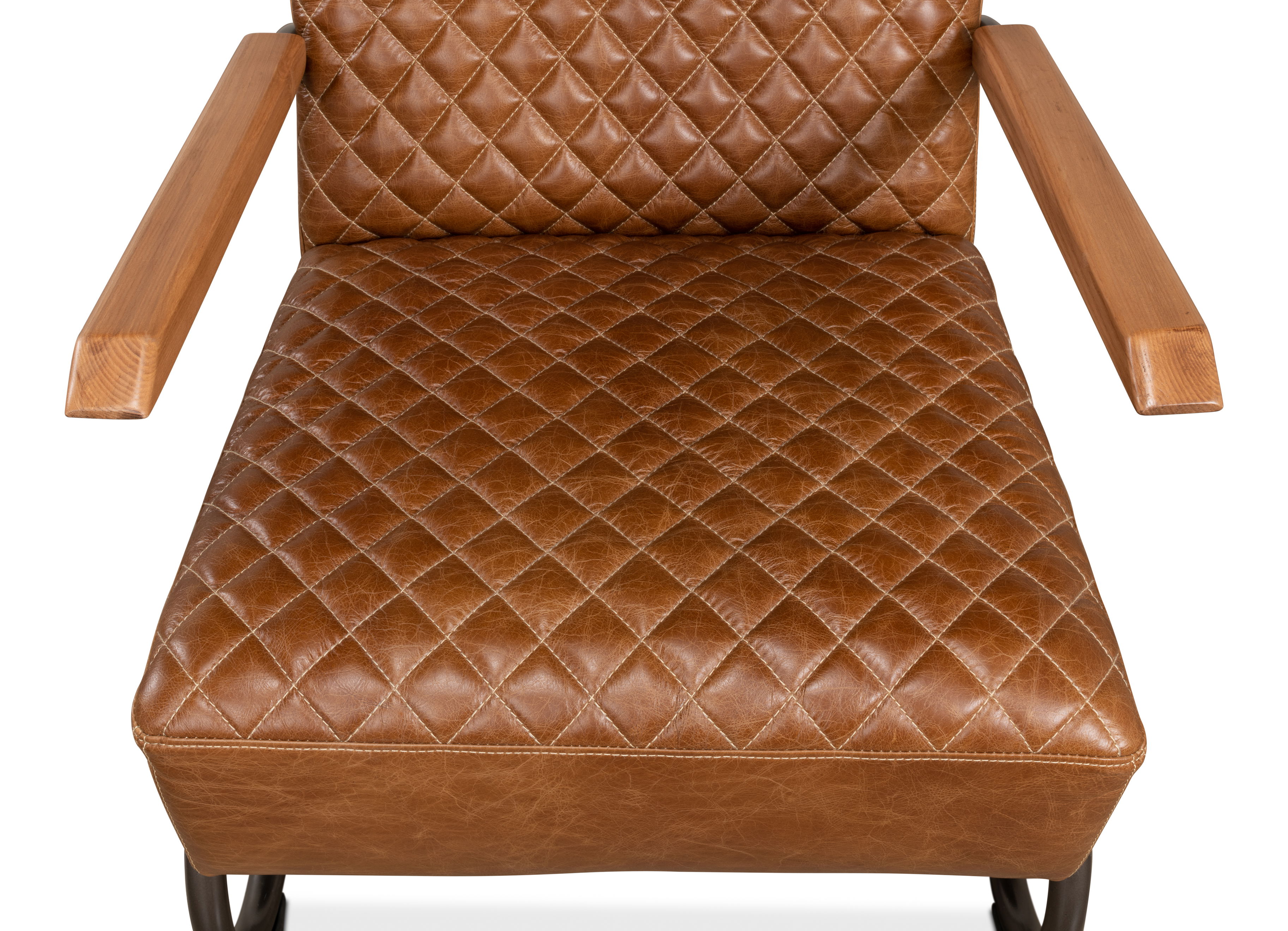 Beverly Hills Chair, Cuba Brown Leather, Seating by Sarreid, 28" length x 33" width x 33" height View 5