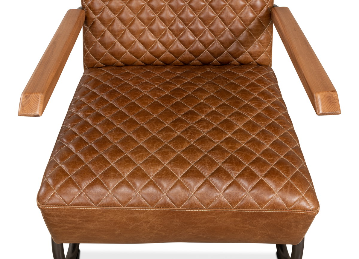 Beverly Hills Chair  Cuba Brown Leather, by Sarreid, 2'9" length x 2'4" width x 2'9" height View 5