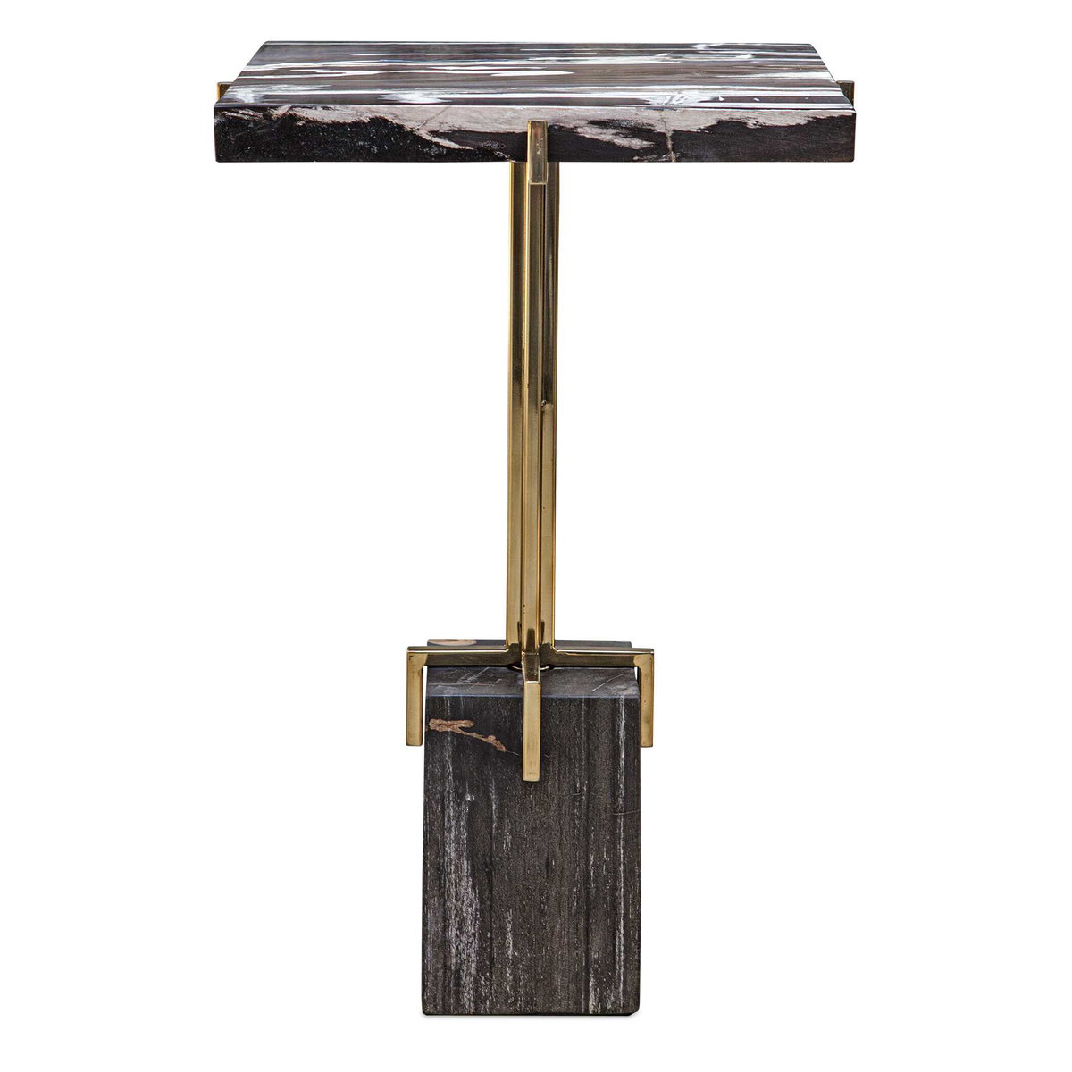 Rowman Petrified Wood Accent Table, Side & End Table by Uttermost, 14.9" width x 22.44" height x 14.9" depth View 1