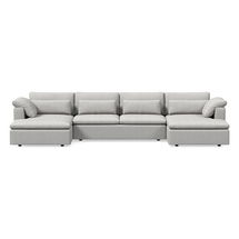 Online Designer Other Harmony Modular 158" 3-Piece U-Shaped Chaise Sectional, Standard Depth, Multi-Seat, Basket Slub, Frost Gray