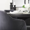 Ronald Curved Back Dining Side Chair | Grey Velvet with Black Wood, Dining Chair by Mercana, 23.25" length x 21.75" width x 32.25" height thumbnail 4