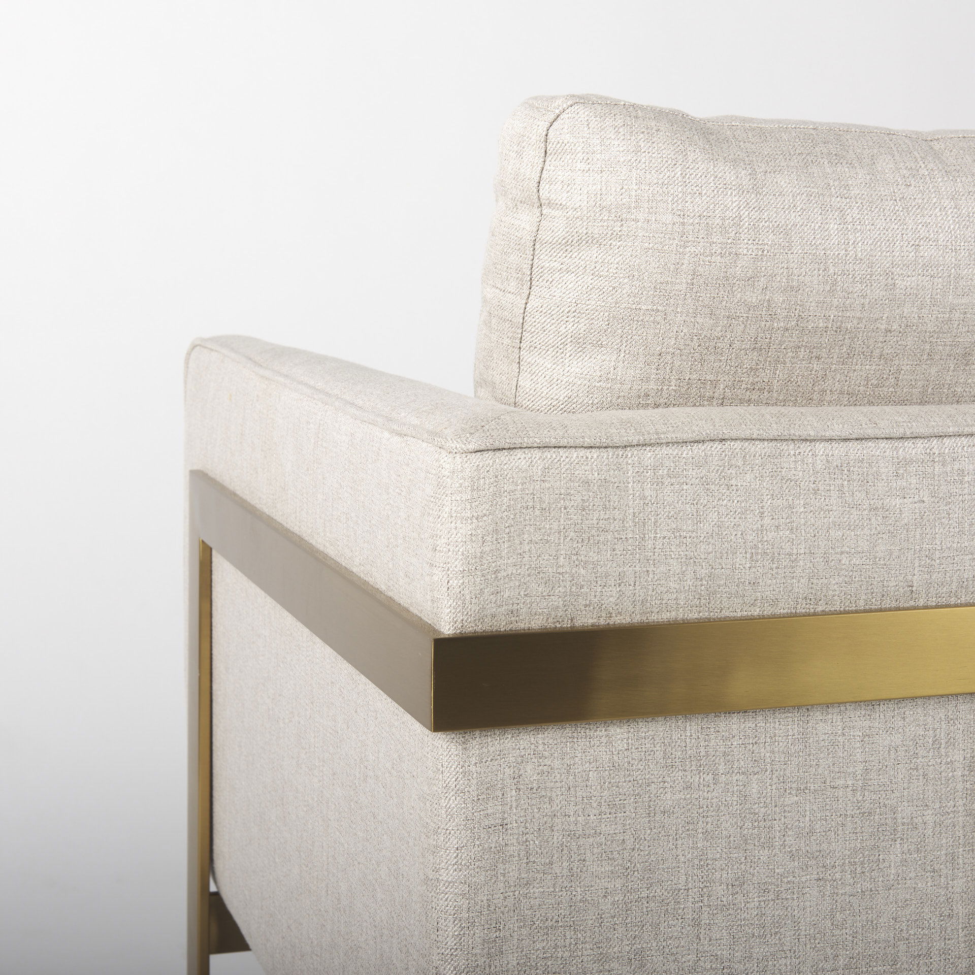 Rupert Cream Poly-Linen Seat with Gold Stainless Steel Frame Accent Chair large image 