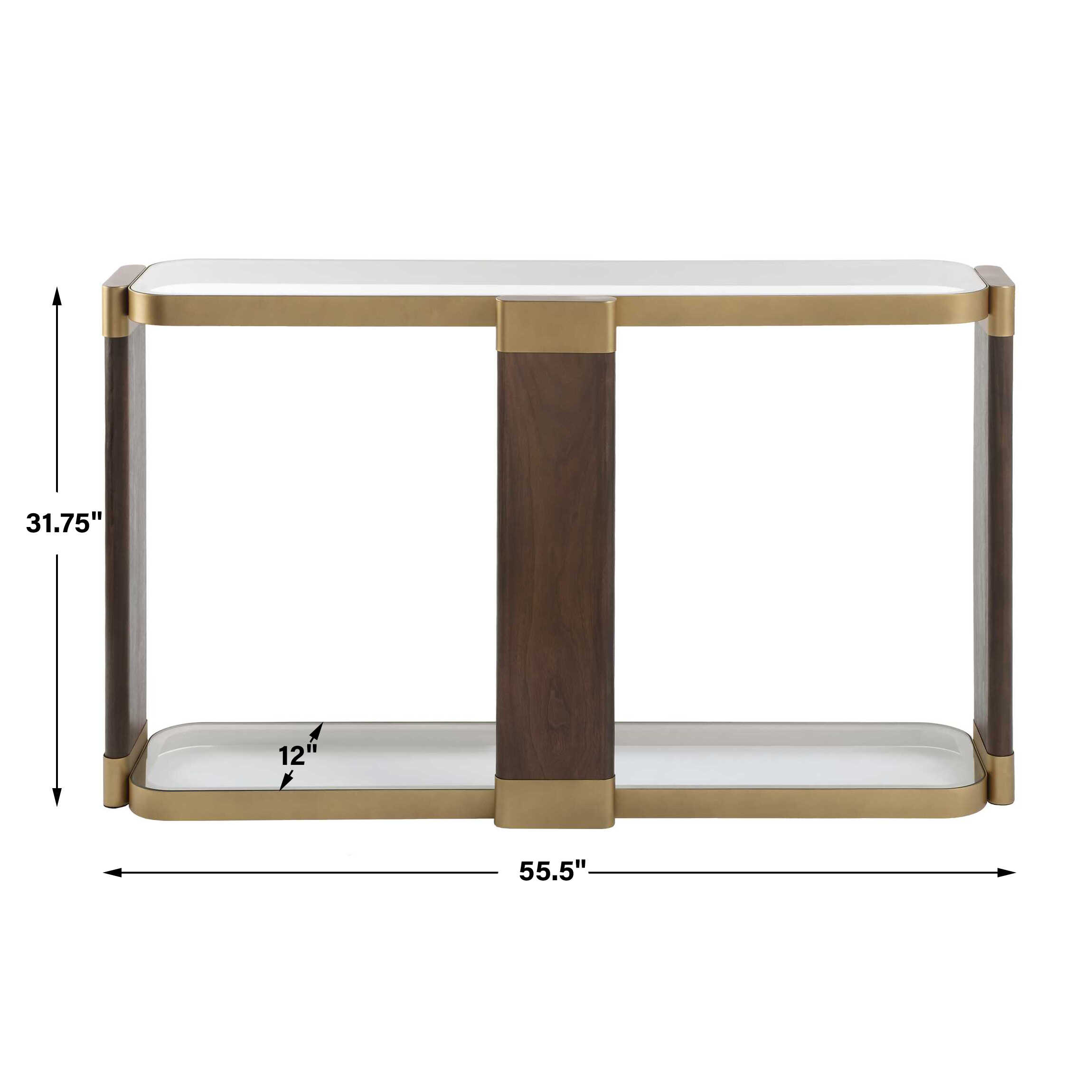 Ryles Glass Console Table, Furniture by Uttermost, 55.25" width x 31.75" height x 13.5" depth View 3