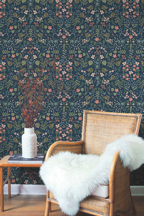 Wildwood Navy Wallpaper