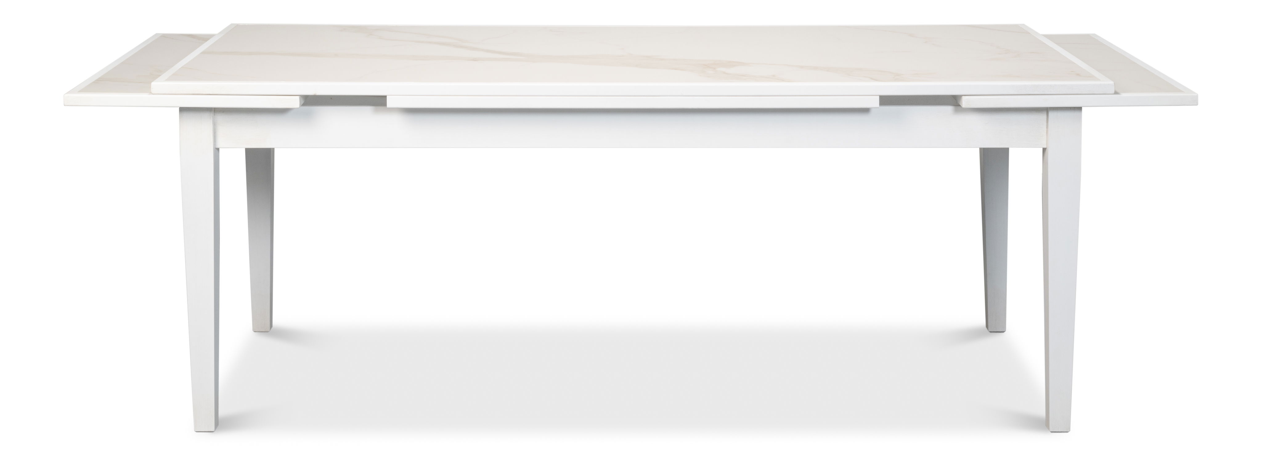 Rect. Extension Dining Table, White, by Sarreid, 81" length x 41" width x 45659" height View 9