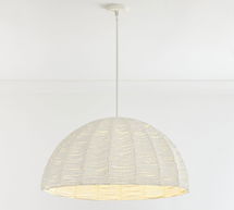 Online Designer Bedroom Bristol Wood Bead Dome 35" Pendant, White