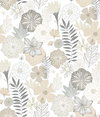 Perennial Blooms Beige Peel & Stick Wallpaper, by York Wall, 16'6" length x 1'8.5" width x 0.02" depth thumbnail